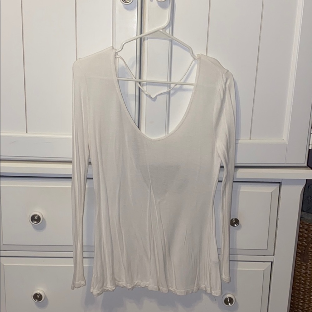 Tobi long sleeve open back top